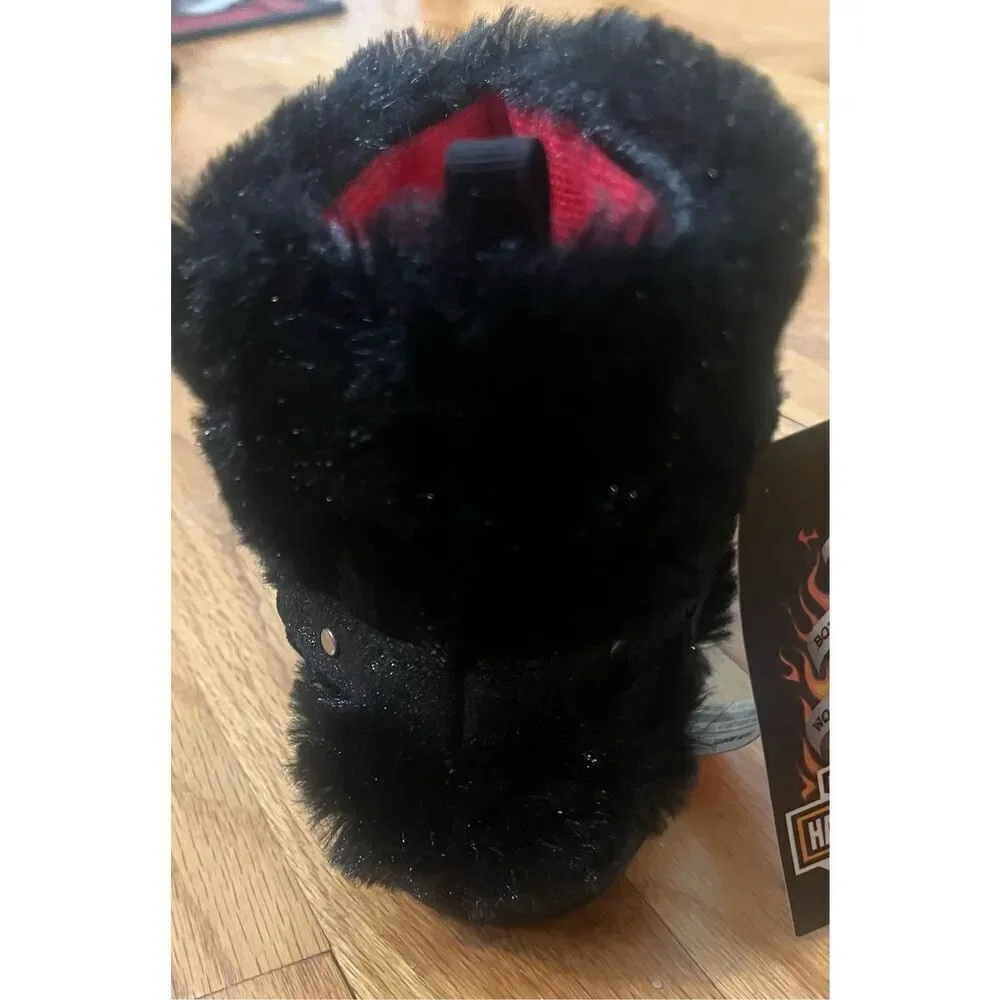 Harley Davidson Toddler Faux Fur Biker Boot Slippers Sz 10-11 Black Branded W Ha
